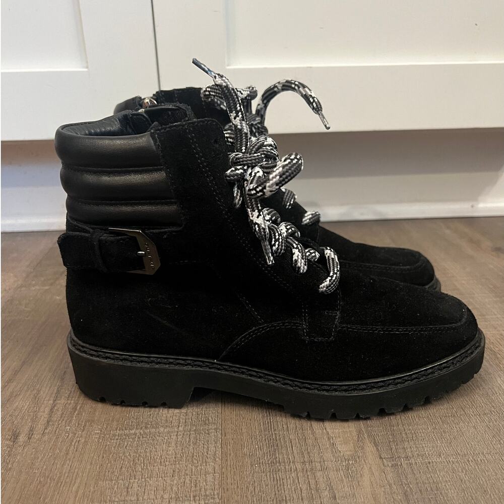 Aquatalia Mayra Weatherproof Black Suede Lace-up Boots